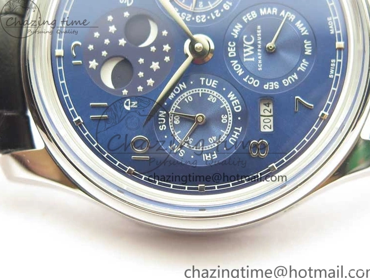 MIROTIME 0523 Portugieser Perpetual Calendar IW503401 V9F 1:1 Best Edition Blue Dial on Black Leather Strap A Contemporary 7114